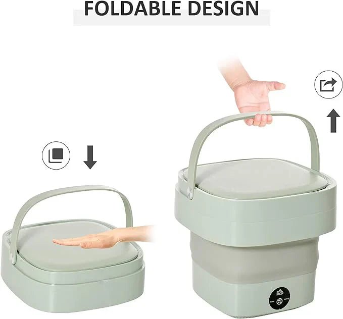 Bloom Mart foldable mini laundry machine with compact design, suitable for easy laundry in small spaces or travel.