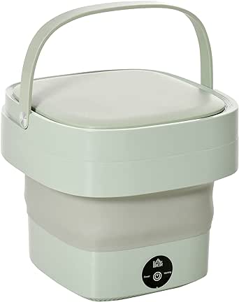 Bloom Mart foldable mini laundry machine, compact and portable appliance for quick laundry loads, shown in white with control panel.