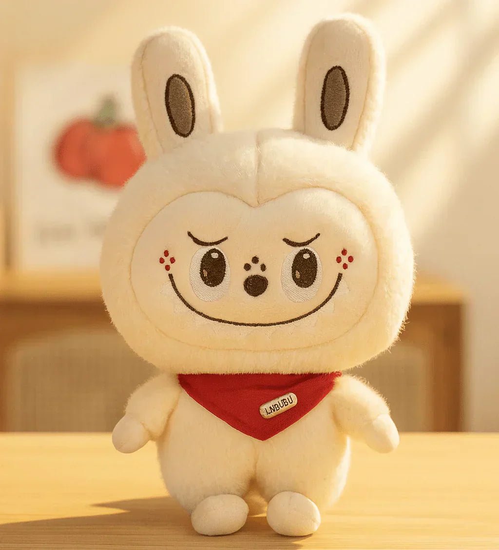 Cute Labubu bunny plush toy with soft fur and adorable floppy ears, perfect for cuddling and play.