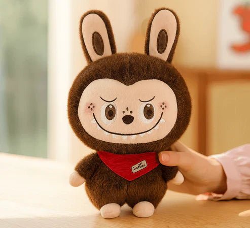 Cute Labubu bunny plush toy with soft white fur and pink accents, perfect for cuddling and play.