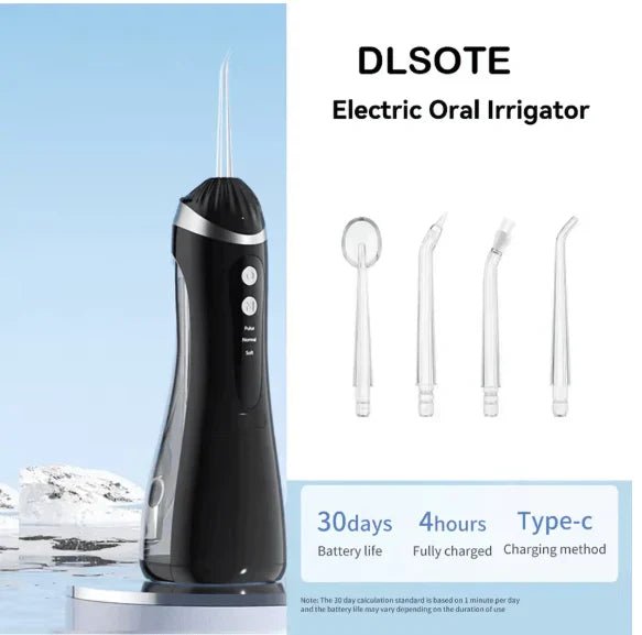Oral irrigator from Find Your Beauty by Iqbal's Cart, showing a compact device with a water spray nozzle for dental cleaning.